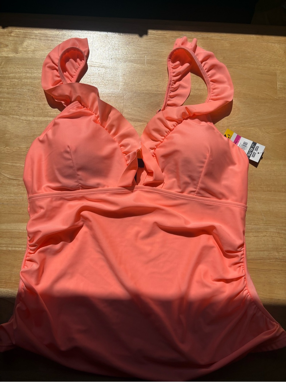 Kids Ruffled One-Piece Swimsuit - Coral Pink